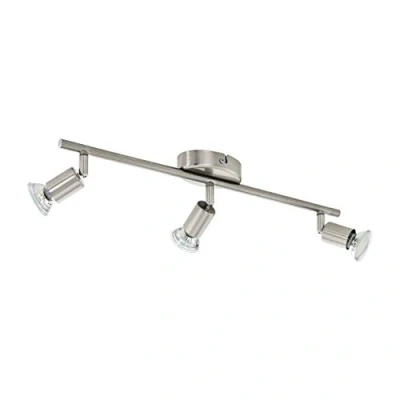 Image of EGLO LED Ceiling Light Buzz LED, 3 Bulb Light, Metal Spotlight in Matt Nickel, Living Room Lamp, Kitchen Spotlights Including GU10 Bulb, Warm White, L 48.5 cm