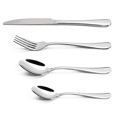 Image of Vinsani 24 Piece Stainless Steel Cutlery Silverware Flatware Home Use Tableware Dinnerware Set Knife Fork Spoon Dessert Spoon, Service for 6 People, Mirror Polished Dishwasher Safe Easy Clean