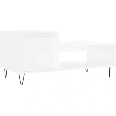 Image of vidaXL Coffee Table with Storage in High Gloss White Engineered Wood Contemporary for Modern Living Room