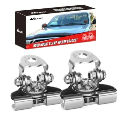 Image of Led Light Bar Mounting Bracket, Nilight 2PCS Universal Adjustable Pillar Hood Work Mount Bracket Clamp Holder for Off Road Jeep Truck SUV Installing Without Drilling, 2 Years Warranty