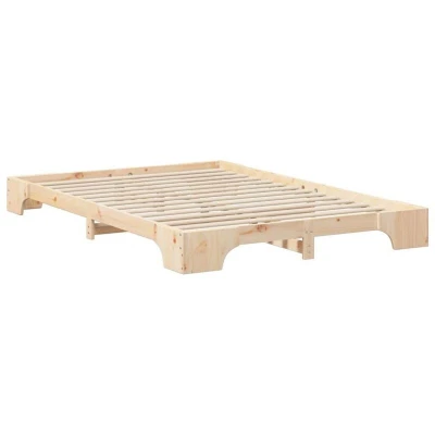 Image of vidaXL Floor Bed Frame with Storage Brown 140 x 220 cm Solid pine wood