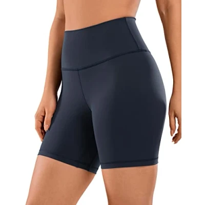 Image of CRZ Yoga Women&#039;s Naked Feeling 6&#039;&#039; Gym Shorts High Waisted Cycling Workout Running Spandex Navy 10