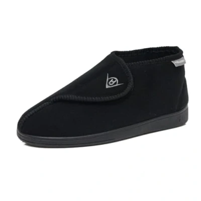 Image of DUNLOP Men&#039;s Touch Fastening Adjustable Comfort Slippers Sizes 6 12 (Black Blk, UK Footwear Size System, Adult, Men, Numeric, Medium, 12)