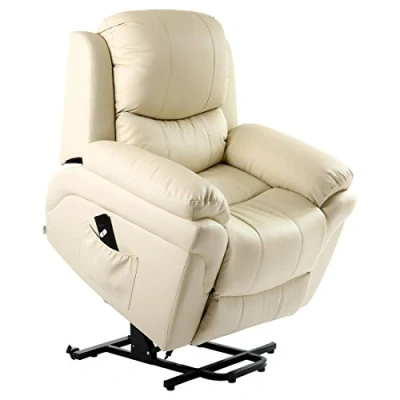 Image of More4Homes MADISON ELECTRIC RISE RECLINER BONDED LEATHER ARMCHAIR SOFA HOME LOUNGE CHAIR (Cream)