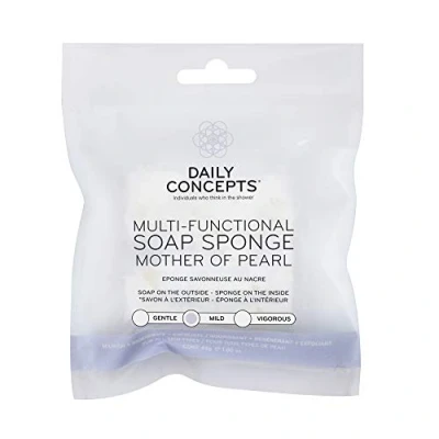 Image of Daily Concepts MultiFunctional Soap Sponge Mother of Pearl to Exfoliate, Cleanse and Enchance Radiance the Skin, Safe for All Skin Types 52g