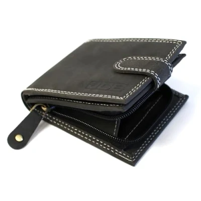 Image of JCB RFID Leather Wallet with Coin Pocket Men&#039;s Bifold Card Holder, Gift Boxed Black