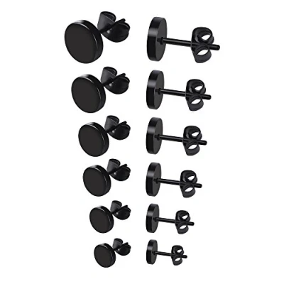 Image of Mudder Stainless Steel Stud Earrings Set, 3 mm to 8 mm, 6 Pairs