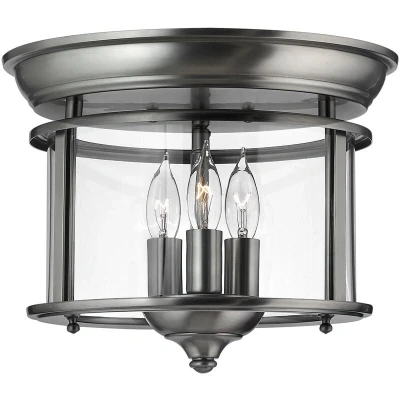 Image of Gentry 3 Light Flush Mount Ceiling Pewter, E14