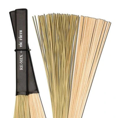 Image of Vic FIrth RE MIX Brushes 2 Pair Combo Pack African Grass and Birch Dowels