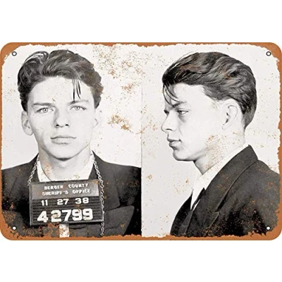 Image of 1938 Frank Sinatra Mug Shot Metal Sign Great Aluminum Tin 8x12 Inches