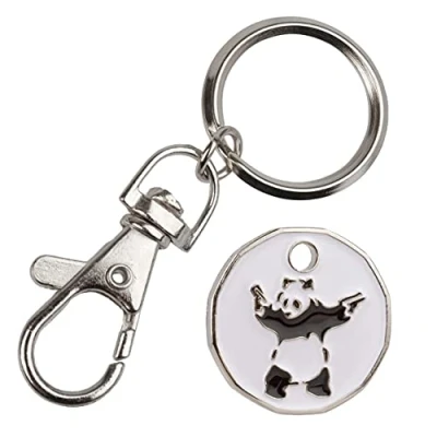 Image of Harts 1 unit New Shape £1 coin Trolley Tokens Keyrings Supermarket Locker (Panda)