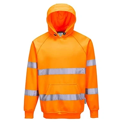 Image of Portwest B304 Men&#039;s High Visibility Reflective Hooded Sweatshirt Hi Vis Hoodie Orange, X Large