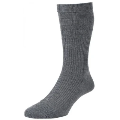Image of HJ90 Hall MENS SOFTOP No Elastic Wool Rich Socks 6 11 3pk Mid Grey