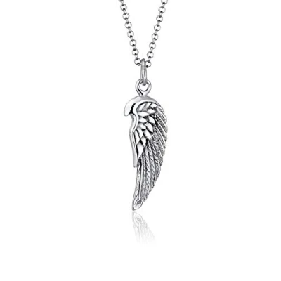 Image of Paulo Fanello Men Feather Rock Oxide 925 Sterling Silver Necklace of Length 55cm 0103530717_55