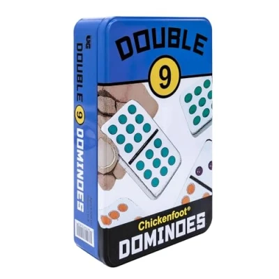 Image of University Games Front Porch Classics Double 9 Dominoes in a Tin, Multicolor