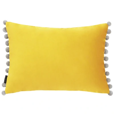 Image of Paoletti Fiesta Velvet Cushion Yellow One Size