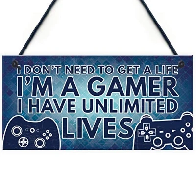 Image of RED OCEAN Gamer Gaming Bedroom Gifts Hanging Door Plaque Funny Novelty Christmas Birthday Gift Ideas For Son Brother