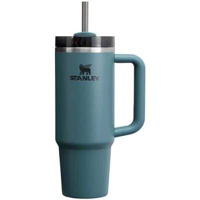 Image of Stanley Quencher H2.0 FlowState Stainless Steel Vacuum Insulated Tumbler with Lid and Straw for Water, Iced Tea or Coffee, Smoothie More, Blue Spruce, 30oz, 10 11825 048