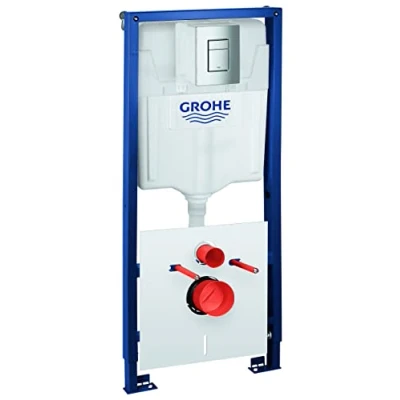 Image of GROHE Solido 4 in 1 Concealed Toilet Installation System Wall Hung Set for WC (Dual Button Flushing Plate, Frame 1.20 m, Cistern 6l 9l, Sound Insulation, Bracket), Ready to Install, 39930000