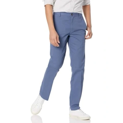 Image of Amazon Essentials Men&#039;s Slim Fit Wrinkle Resistant Flat Front Chino Trouser, Indigo, 32W / 32L
