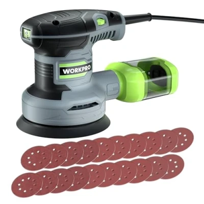 Image of WORKPRO Orbital Sander, 300W 125mm Random Orbit Sander with 6 Variable Speed, Electric Dust Collection Box, Perfect for Sanding, Polishing, Home Improvements