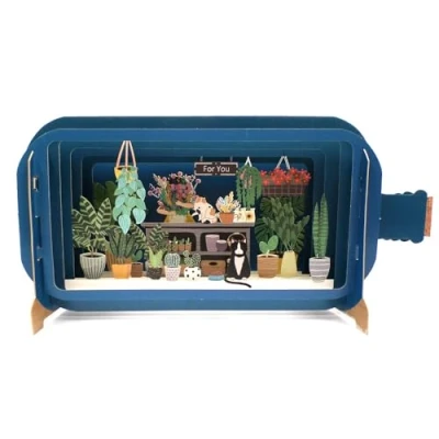Image of Message In A Bottle Cats Florist Pop Up Any Occasion Greeting Card By Alljoy MIB129