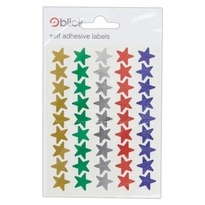 Image of Blick Labels, Assorted Metallic Colours, Self Adhesive Stickers, Stars, 14mm, 90 for Home, Office, Family, School, Holiday Calendar Organising, Planner, Rewards Chart, Colour Coding