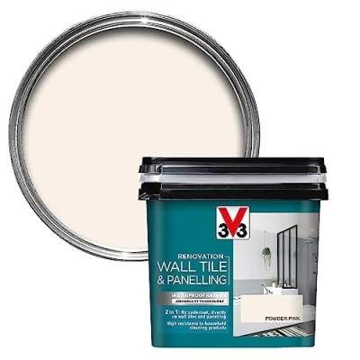 Image of V33 Renovation Wall Tile &amp; Panelling Paint Powder Pink 750ml For High Moisture Surfaces Resistance to Temperature Variations Washable Easy Maintenance Resistant Cleaning Products