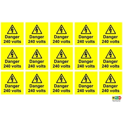 Image of Danger 240 volts sticker [PACK OF 15] signs Self adhesive stickers 50mm x