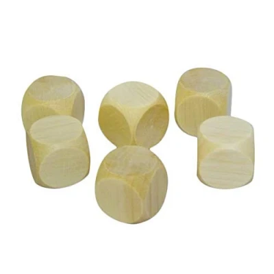 Image of 5x Wooden Plain Dice Dices Cube Cubes Blank Unpainted Wood Six Sided 40mm