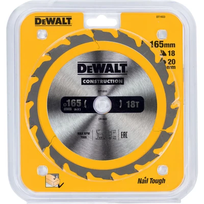 Image of Dewalt DT1933 QZ Hoja para construcción 165 x 20mm 18T (AC), Set of 6 Pieces