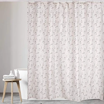 Image of KAV Polyester Fabric Shower Curtain Bath Mould and Mildew resistant with Waterproof &amp; water Cream, 180x180 cm
