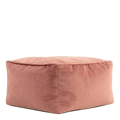 Image of icon Amara Velvet Bean Bag Pouffe, Dusk Pink, Living Room Bedroom Footstool Bags