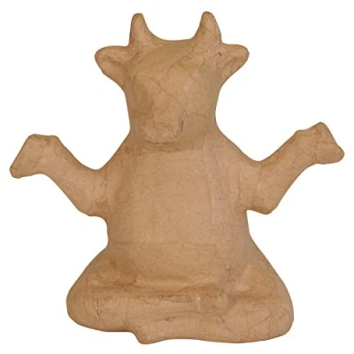 Image of Décopatch Ref SA225C Yoga Cow Papier Maché Object to Decorate 8.5 x 16.5 16cm with Papers &amp; PaperPatch Glue, Glitter, Paints