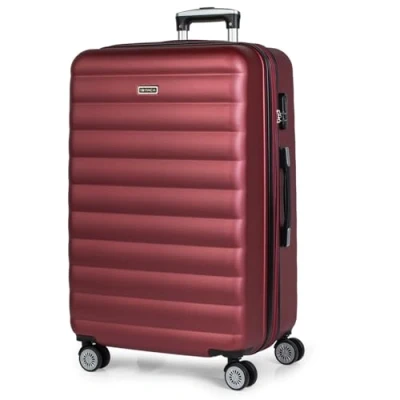Image of ITACA Rigid Cabin Suitcase Travel Small with Wheels ABS Hand Luggage Case Telescopic Handle Lightweight Carry on TSA Combination Lock, Burgundy