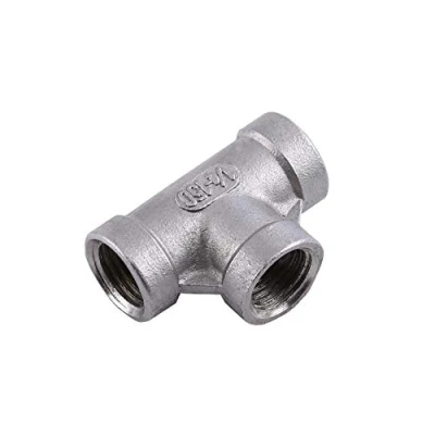 Image of Hilitand NPT Pipe Fitting, 1/2&#039;&#039; 1/4&#039;&#039; 304 Stainless Steel Female Threaded Fittings, Tee 3 Way Quick Connector(1/4&quot; 37mm)