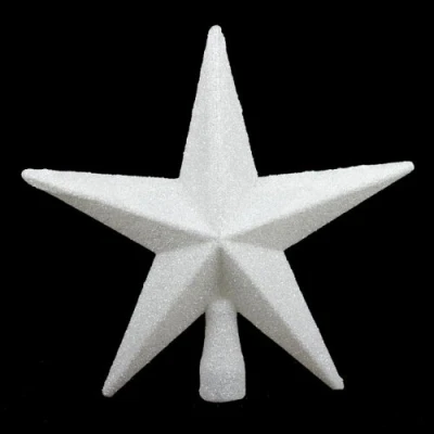 Image of White Glitter Star Christmas Tree Topper (20cm)