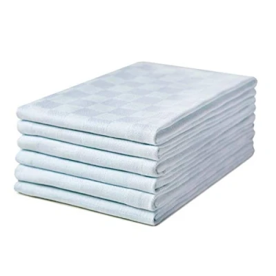 Image of 100% Cotton Tea Towel Light Blue Chequered Pattern, Pack of 6 Kitchen Set Absorbent, Strong, Quick Dry &amp; Machine Washable for Home Decor Bathroom Accessories