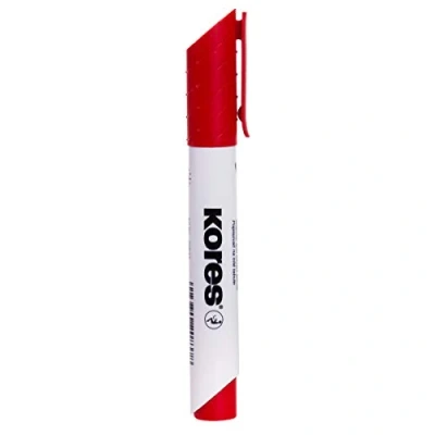 Image of Kores Red Whiteboard Marker Pens K XW2, Chisel Tip with Low Odour Ink Dry Wipe School Supplies, Office Supplies Pack of 12