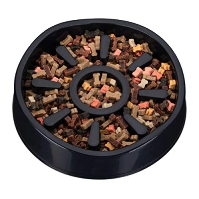 Image of Relaxdays Foraging Feeding Bowl for Slow Eating, Cats &amp; Dogs, Bloat Stop Dish, Dishwasher Safe, Black