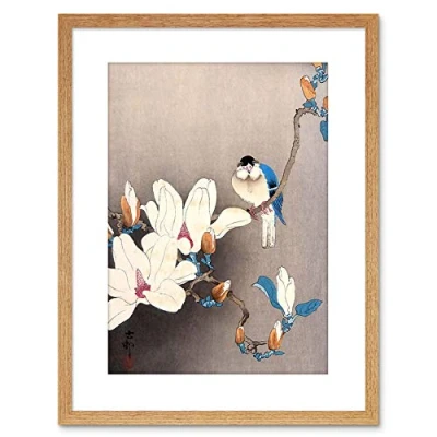 Image of Wee Blue Coo Painting Japan Ohara Koson Bird Flower Framed Wall Art Print