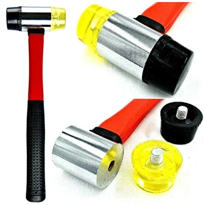 Image of 40mm Double Faced Head Rubber Hammer Mallet Nonslip Grip Glazing Soft Face UK