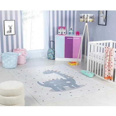 Image of Livabliss Dinosaur Kids Area Rug 140x200 cm Cream and Grey