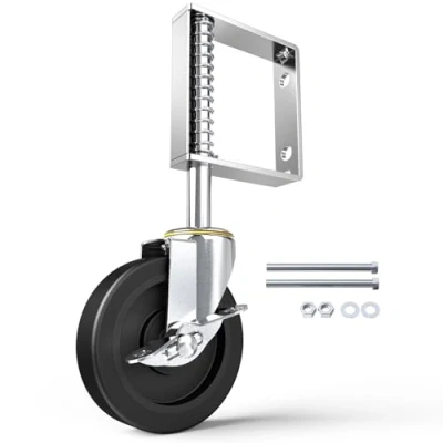 Image of HOLKIE 100mm Heavy Duty Spring Loaded Gate Wheel Swivel Castor for Wooden and Fence 100 kg Capacity