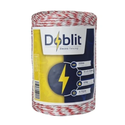 Image of DOBLIT Poly Wire Electric Fencing Conductor 6 Strand 9 Multi Colour Paddock Cattle Sheep Horse Pets Crop Protection Pest Deterrent (Red and White 500m)