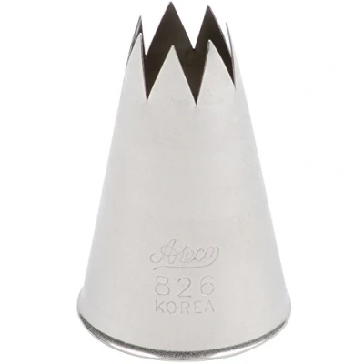 Image of Ateco # 826 Open Star Pastry Tip 1/2&#039;&#039; Opening Diameter Stainless Steel