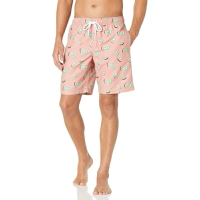 Image of Amazon Essentials Men&#039;s 9&quot; Relaxed Fit Quick Dry Swim Trunk Discontinued Colours, Pink Fruit, XS