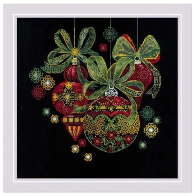 Image of RIOLIS Holiday Ornaments 2226, Christmas Cross Stitch Kits 9¾&quot; x 9¾&quot;, for Beginners &amp; Advanced, Adults, Counted Stitching Kits, Embroidery Kit