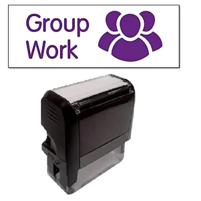 Image of Group Work Pre Inked School Teachers Reading Comprehension Marking Stamper Stamp 38x15mm Primary Teaching Services (Purple)