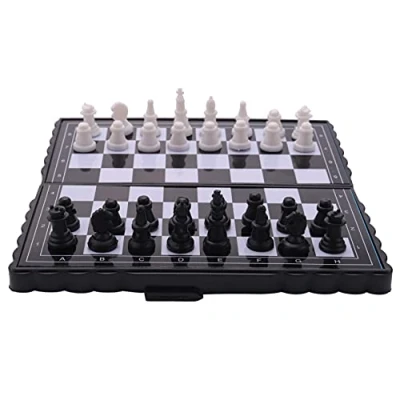 Image of 5x5 Inch Chess Portable Plastic Folding Board With Magnetic Game Mini Set Puzzle Party Family Event